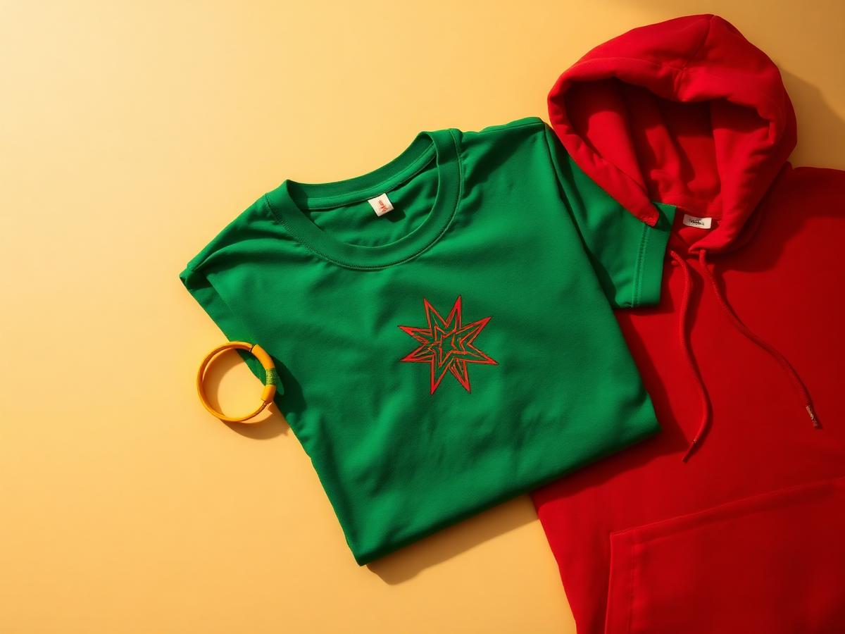 Sew Lesew merchandise in Ethiopian flag colors